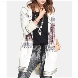 Free People Alpine Escape Sweater Coat Ivory Large